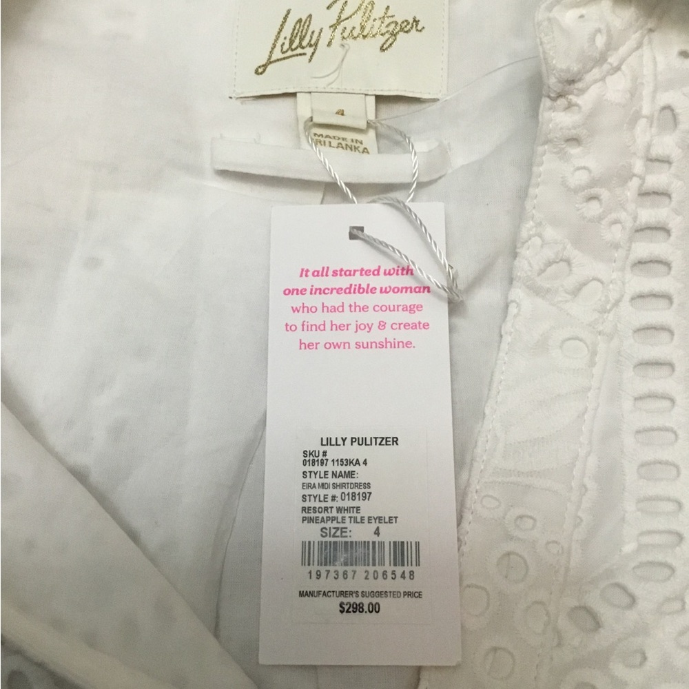 Lilly Pulitzer White Eyelet Button-Front Long Sleeve Dress - Picture 10 of 16
